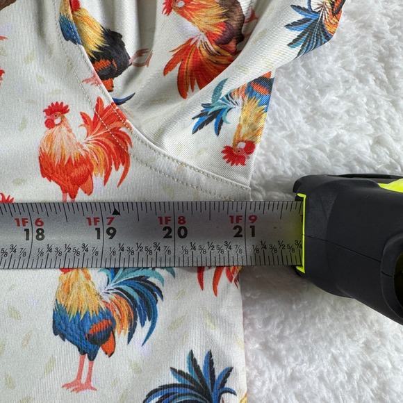 Waggle Golf Polo Shirt Short Sleeve‎ White Rooster Print Stretch Mens L Barstool - Picture 5 of 7